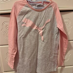 Puma Pink and White Long Sleeve Shirt